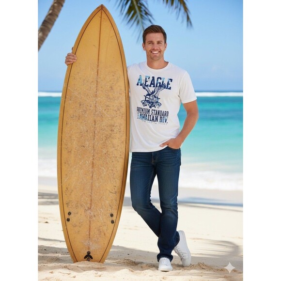 American Eagle Outfitters Other - American Eagle Outfitters Athletic Fit T-Shirt Men’s Large Blue Puff Print Y2K